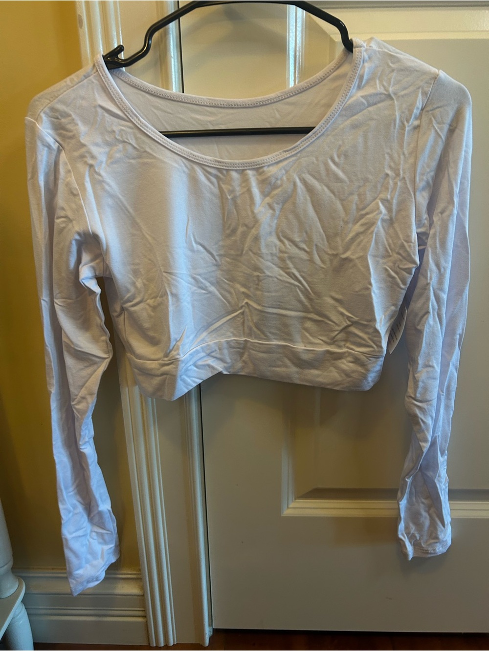 Women's Long-Sleeve White Crop Top